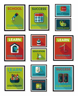 Okul poster düz afiş tasarım düz arka plan ayarlamak, eps10