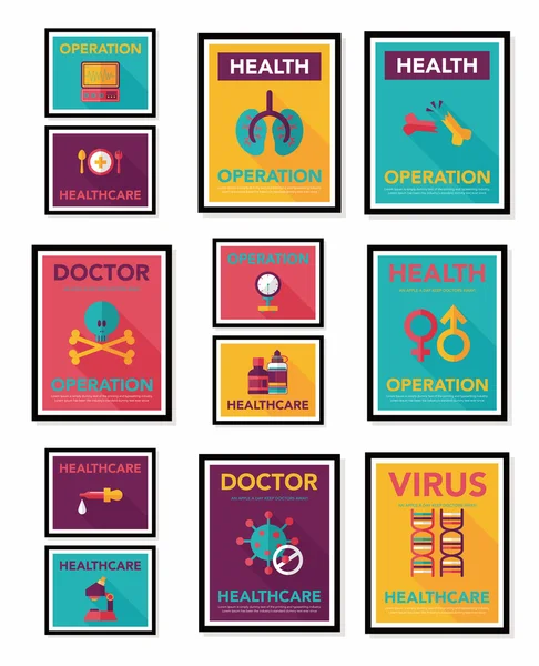 Hospital poster banner design flat background set, eps10 — Stock Vector