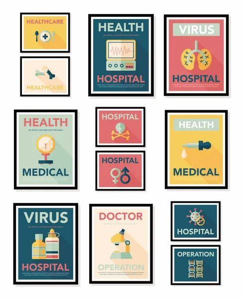 Conjunto de fundo plano de design de cartaz de hospital, eps10 — Vetor de Stock