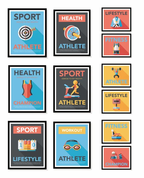 Sport poster piatto banner design sfondo piatto fisso, eps10 — Vettoriale Stock