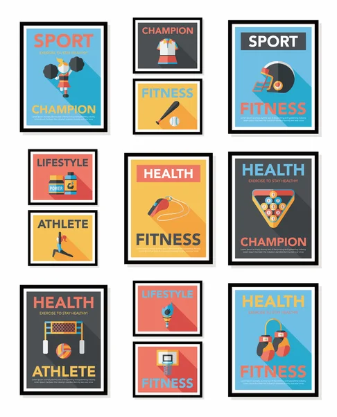 Sport poster piatto banner design sfondo piatto fisso, eps10 — Vettoriale Stock