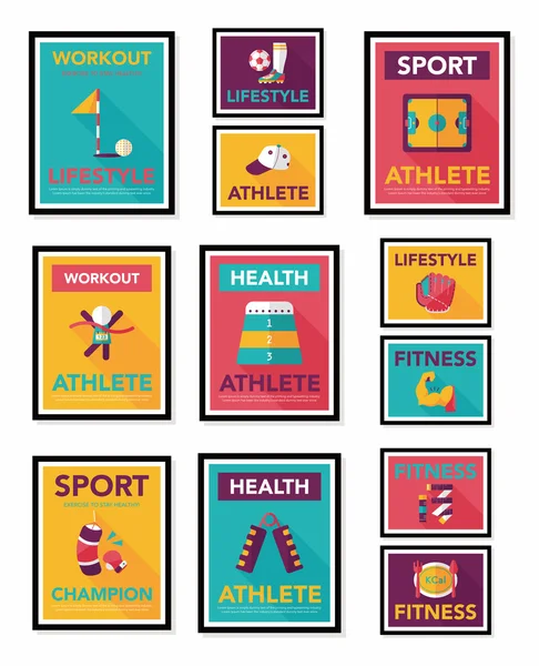 Spor poster düz afiş tasarım düz arka plan ayarlamak, eps10