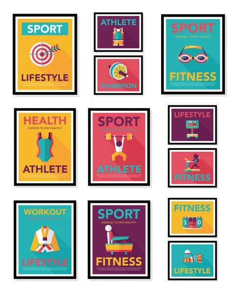 Sport poster piatto banner design sfondo piatto fisso, eps10 — Vettoriale Stock