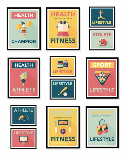 Sport poster piatto banner design sfondo piatto fisso, eps10 — Vettoriale Stock