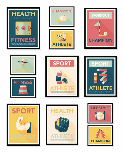 Spor poster düz afiş tasarım düz arka plan ayarlamak, eps10