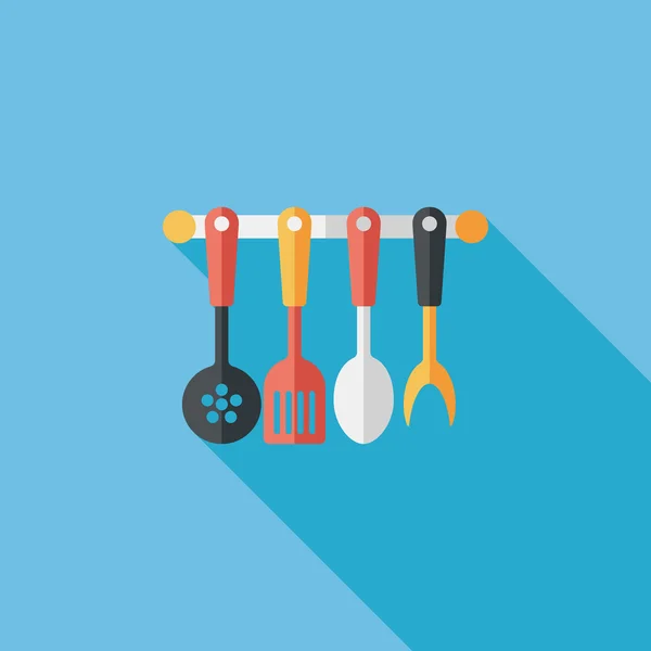 Uzun Gölge, eps10 ile mutfak eşyaları spatula düz simgesi — Stok Vektör