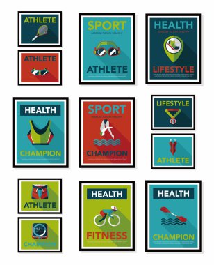 Spor poster düz afiş tasarım düz arka plan ayarlamak, eps10