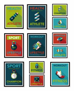 Spor poster düz afiş tasarım düz arka plan ayarlamak, eps10