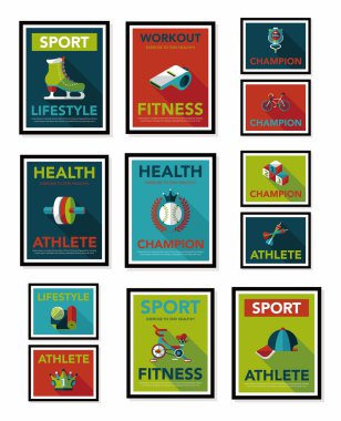 Spor poster düz afiş tasarım düz arka plan ayarlamak, eps10