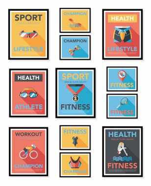 Spor poster düz afiş tasarım düz arka plan ayarlamak, eps10