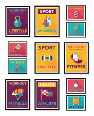 Spor poster düz afiş tasarım düz arka plan ayarlamak, eps10