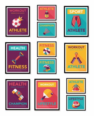 Spor poster düz afiş tasarım düz arka plan ayarlamak, eps10