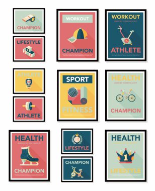 Spor poster düz afiş tasarım düz arka plan ayarlamak, eps10