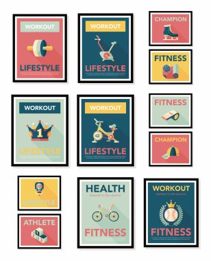 Spor poster düz afiş tasarım düz arka plan ayarlamak, eps10