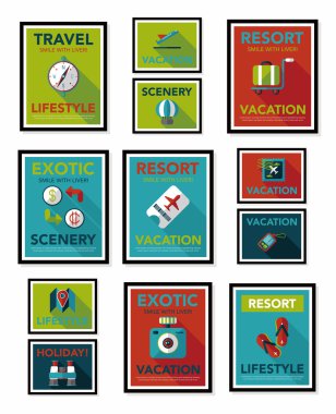 Seyahat poster afiş tasarım düz arka plan ayarlamak, eps10