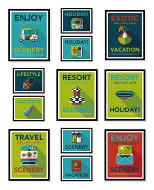 Seyahat poster afiş tasarım düz arka plan ayarlamak, eps10