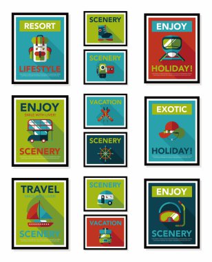 Seyahat poster afiş tasarım düz arka plan ayarlamak, eps10