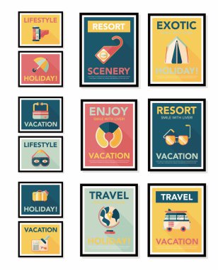 Seyahat poster afiş tasarım düz arka plan ayarlamak, eps10