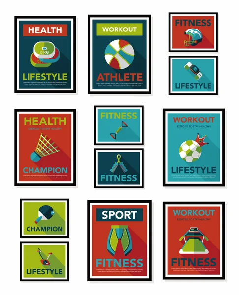 Sport poster piatto banner design sfondo piatto fisso, eps10 — Vettoriale Stock