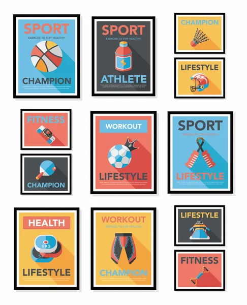 Sport poster piatto banner design sfondo piatto fisso, eps10 — Vettoriale Stock