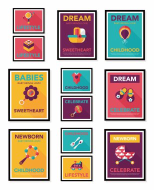 Bebek poster düz afiş tasarım düz arka plan ayarlamak, eps10