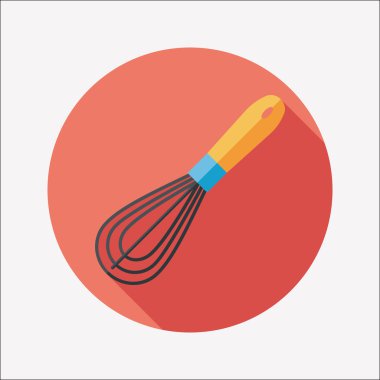 Uzun Gölge, eps10 ile mutfak eşyaları çırpıcı düz simgesi