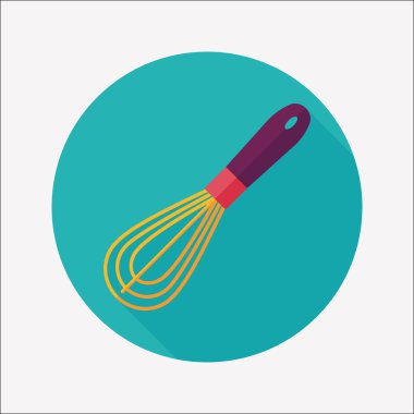 Uzun Gölge, eps10 ile mutfak eşyaları çırpıcı düz simgesi