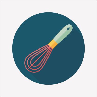 Uzun Gölge, eps10 ile mutfak eşyaları çırpıcı düz simgesi