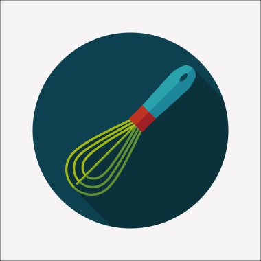 Uzun Gölge, eps10 ile mutfak eşyaları çırpıcı düz simgesi