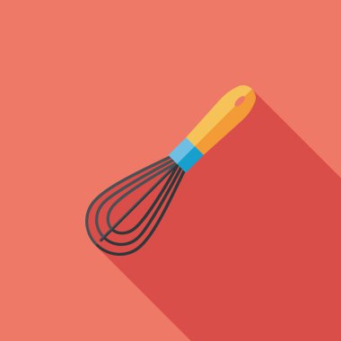 Uzun Gölge, eps10 ile mutfak eşyaları çırpıcı düz simgesi