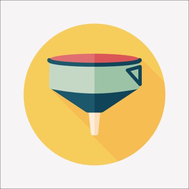 Uzun Gölge, eps10 ile mutfak eşyaları huni düz simgesi