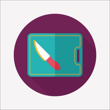 uzun gölge ile yönetim kurulu ve bıçak düz simgesi doğrama mutfak eşyaları,