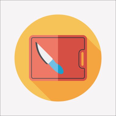 uzun gölge ile yönetim kurulu ve bıçak düz simgesi doğrama mutfak eşyaları,