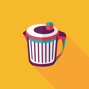 Uzun Gölge, eps10 ile mutfak eşyaları çöp düz simgesi