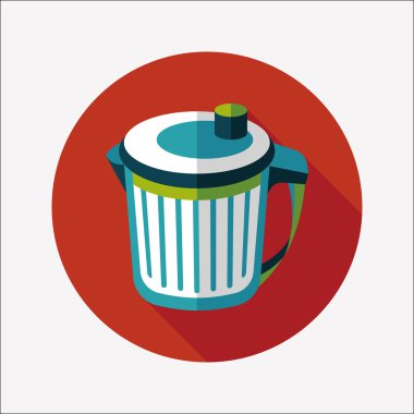 Uzun Gölge, eps10 ile mutfak eşyaları çöp düz simgesi