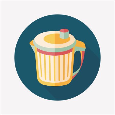 Uzun Gölge, eps10 ile mutfak eşyaları çöp düz simgesi