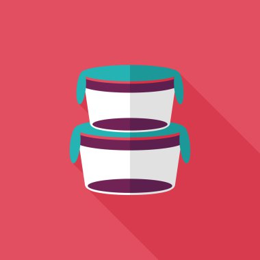 kapsayıcı düz simgesi uzun gölge, eps1 ile koruma mutfak eşyaları