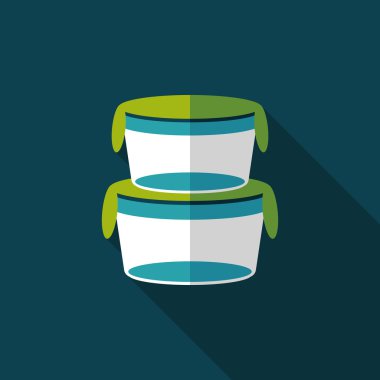 kapsayıcı düz simgesi uzun gölge, eps1 ile koruma mutfak eşyaları