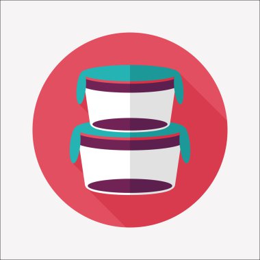 kapsayıcı düz simgesi uzun gölge, eps1 ile koruma mutfak eşyaları