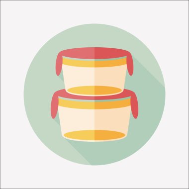 kapsayıcı düz simgesi uzun gölge, eps1 ile koruma mutfak eşyaları