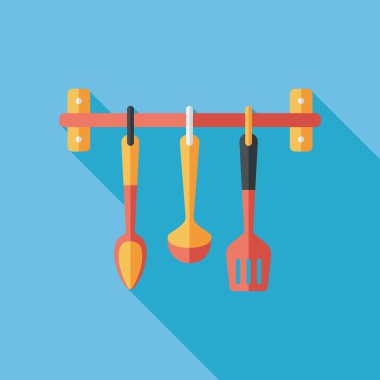 Uzun Gölge, eps10 ile mutfak eşyaları spatula düz simgesi