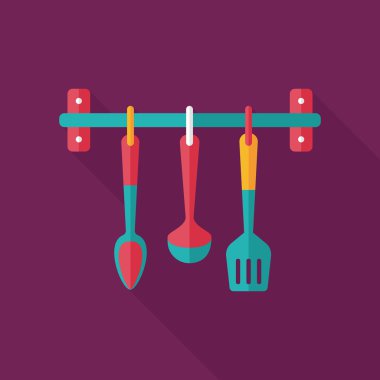 Uzun Gölge, eps10 ile mutfak eşyaları spatula düz simgesi