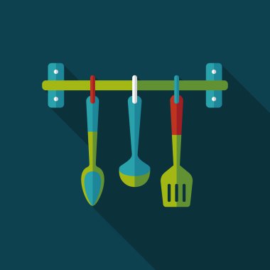 Uzun Gölge, eps10 ile mutfak eşyaları spatula düz simgesi