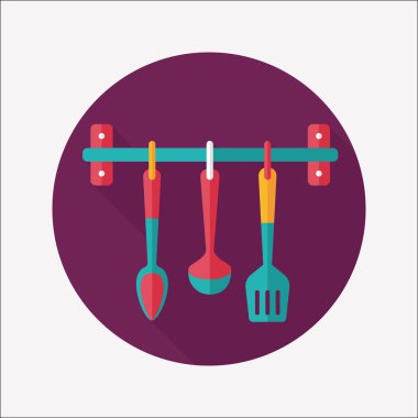 Uzun Gölge, eps10 ile mutfak eşyaları spatula düz simgesi