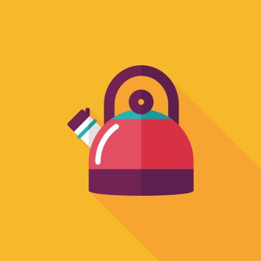 Uzun Gölge, eps10 ile mutfak eşyaları çay potu düz simgesi