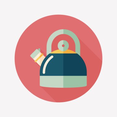 Uzun Gölge, eps10 ile mutfak eşyaları çay potu düz simgesi