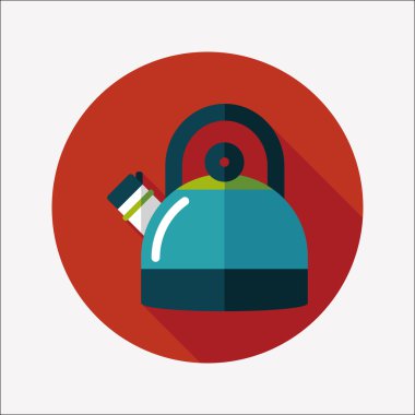 Uzun Gölge, eps10 ile mutfak eşyaları çay potu düz simgesi