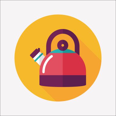 Uzun Gölge, eps10 ile mutfak eşyaları çay potu düz simgesi