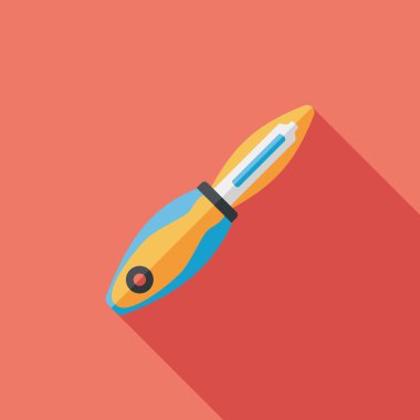 Uzun Gölge, eps10 ile mutfak eşyaları meyve bıçağı düz simgesi