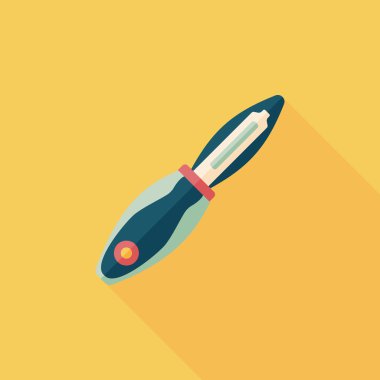 Uzun Gölge, eps10 ile mutfak eşyaları meyve bıçağı düz simgesi